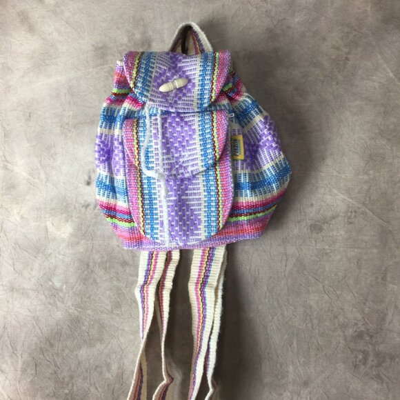 Pinzon Backpack Colorful Woven Fabric Rainbow Pride Pocket Soft Made in Mexico - Picture 9 of 14